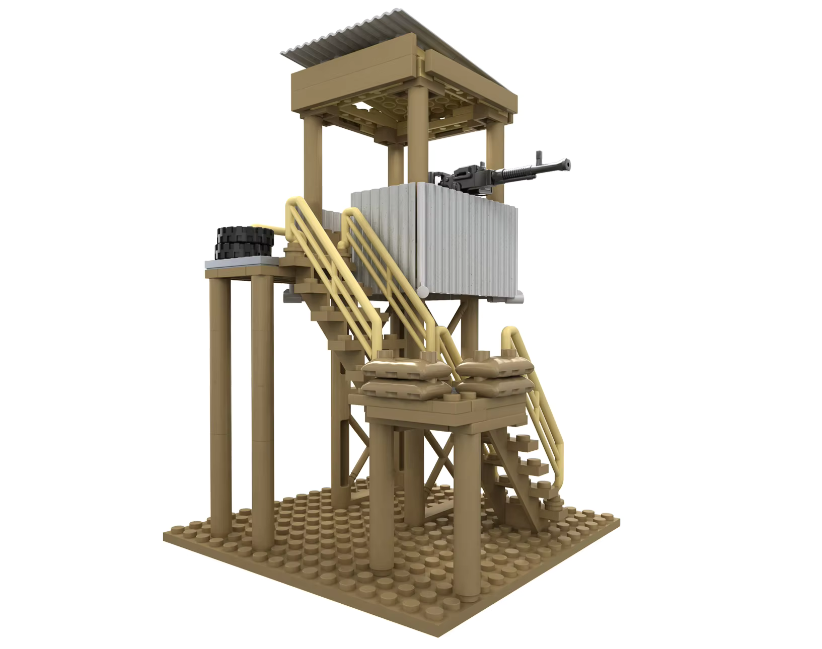 Guard Tower With .50 Cal - Tan - Mil-Blox