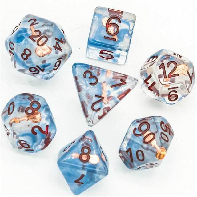 Bard (Violin) Clear Dice w/ Golden Violin 7-Dice Set Rpg - 