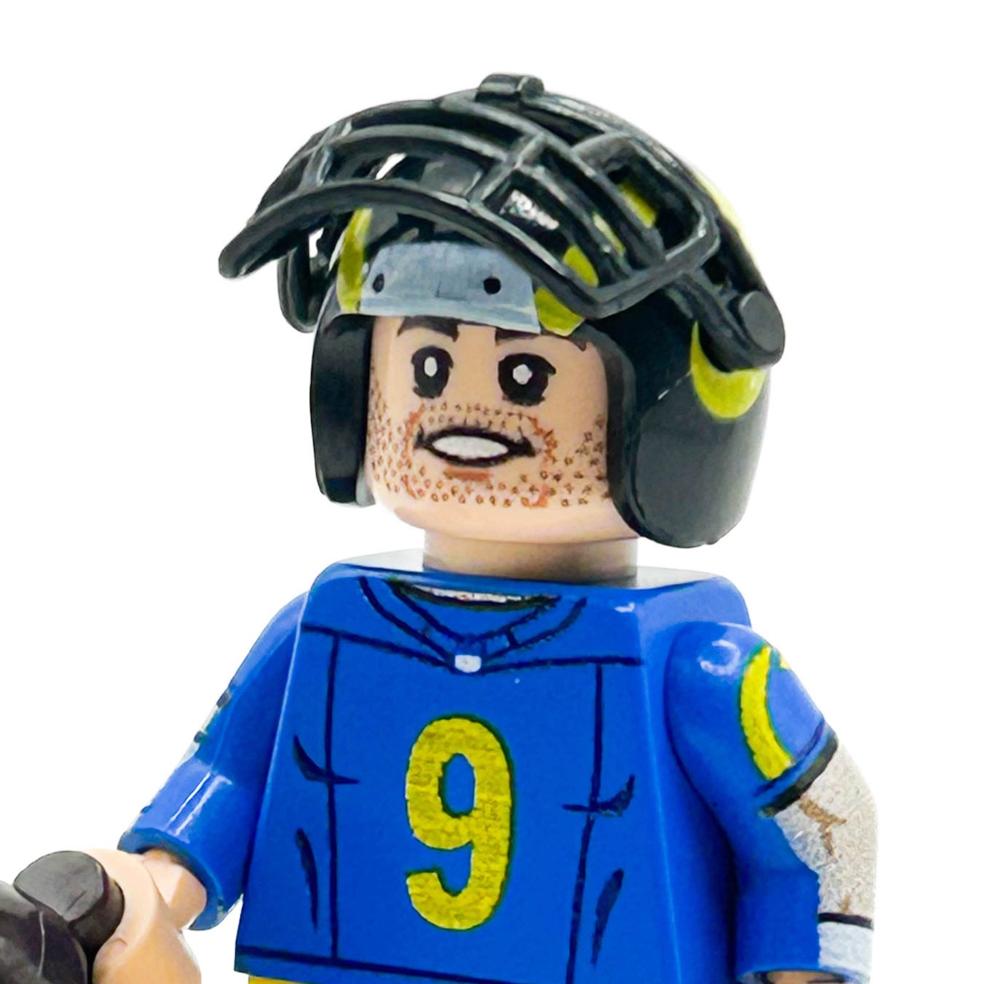 #9 QB LA Football Player Minifig made using LEGO parts - 