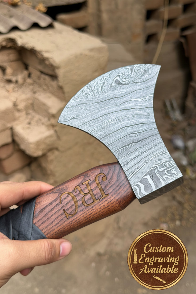 Heavy Duty Damascus Camp Axe 20 Inch Handle