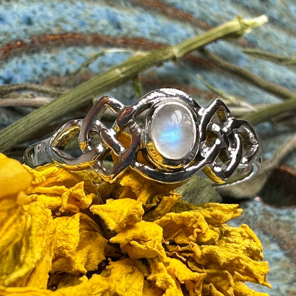 Celeste Celtic Knot Moonstone Ring