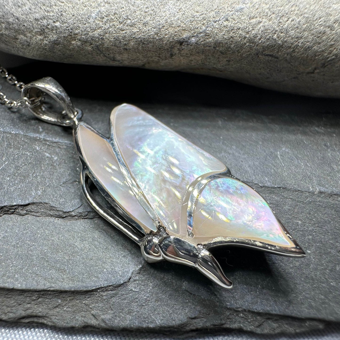 Sara Butterfly Necklace - blue abalone shell