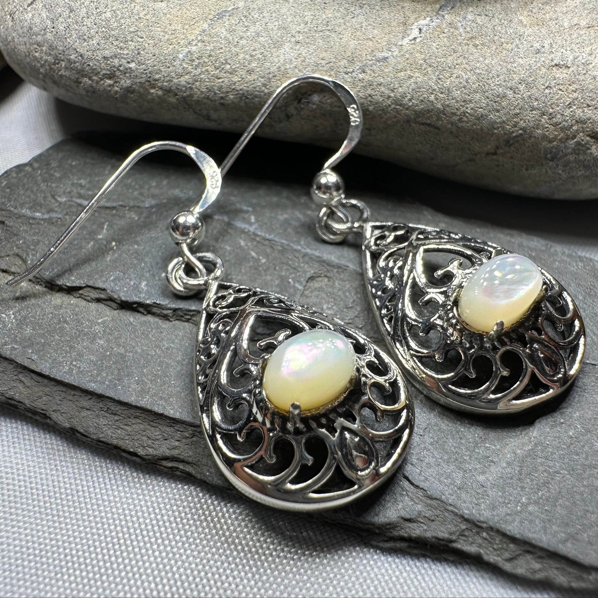 Alby Celtic Raindrop Earrings - abalone shell