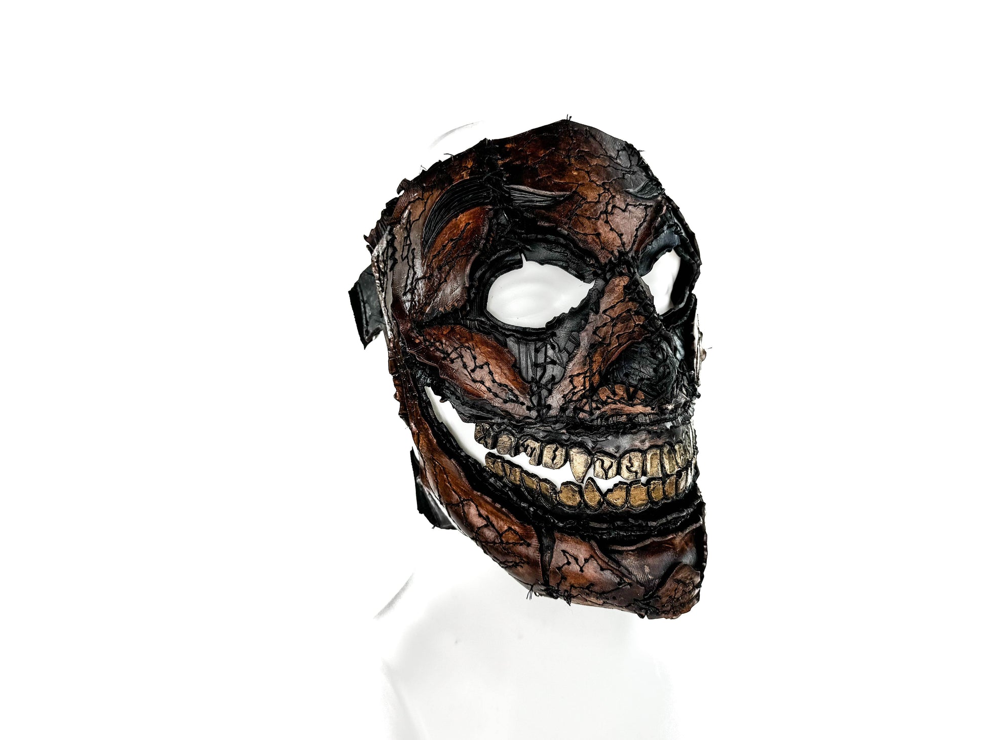 Genuine Leather Mask - GigaMyme Leatherface Edition - Handmade Mime Full Face Cover for Halloween, Performance or Cosplay Costume - 