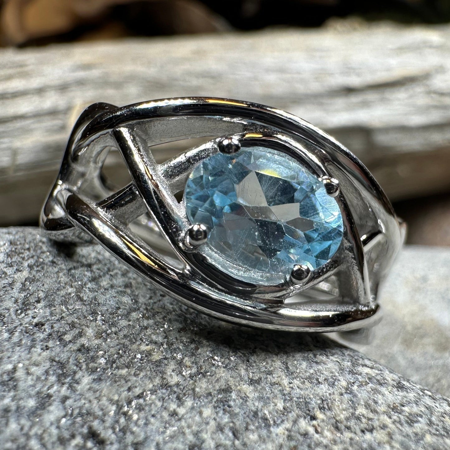Blue Topaz Celtic Knot Ring