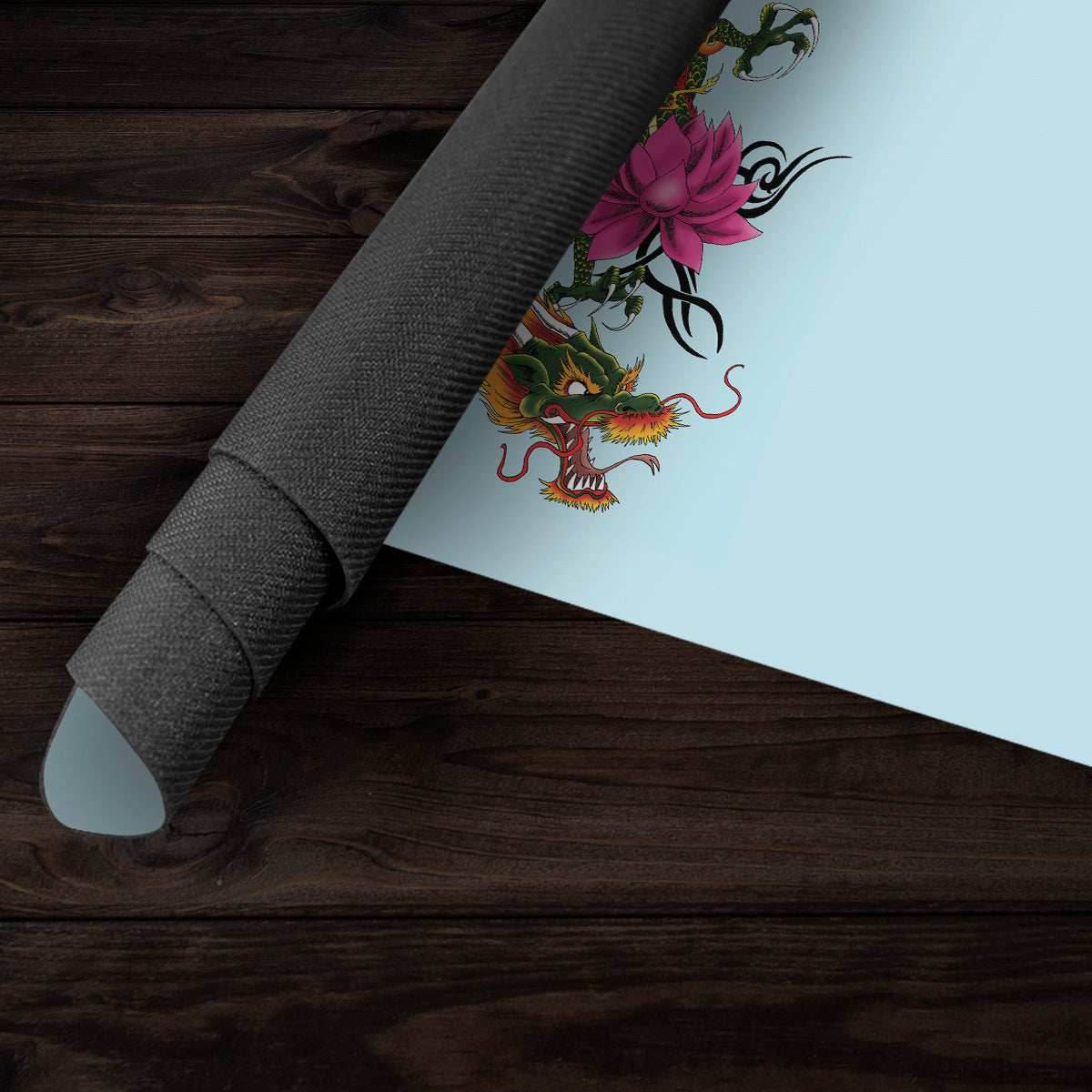 Cherry Blossom Chinese Dragon Playmat - Standard Playmat / Plain