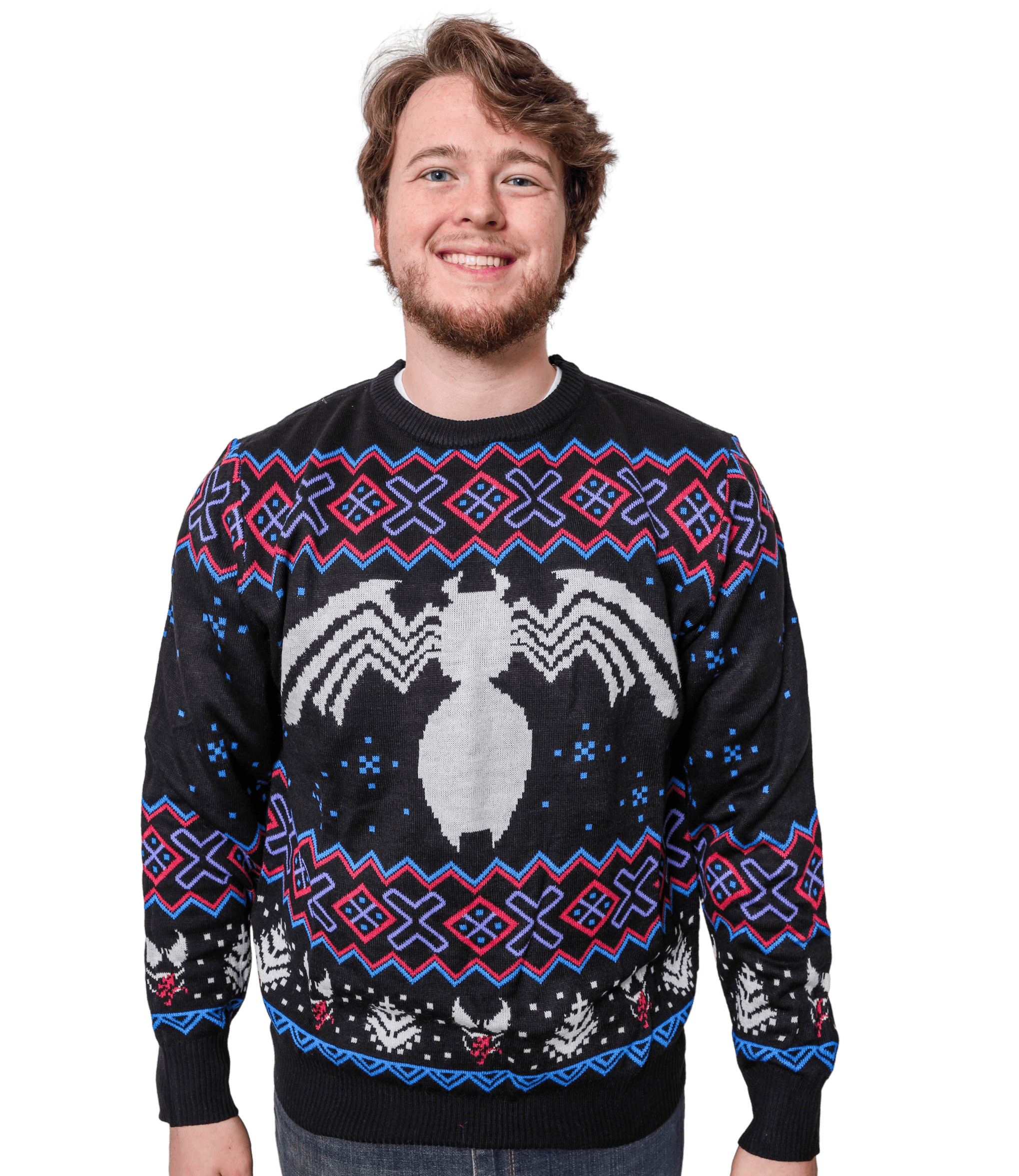 Marvel Venom Symbol Offcially Licesned Adult Holiday Ugly Christmas Sweater - S