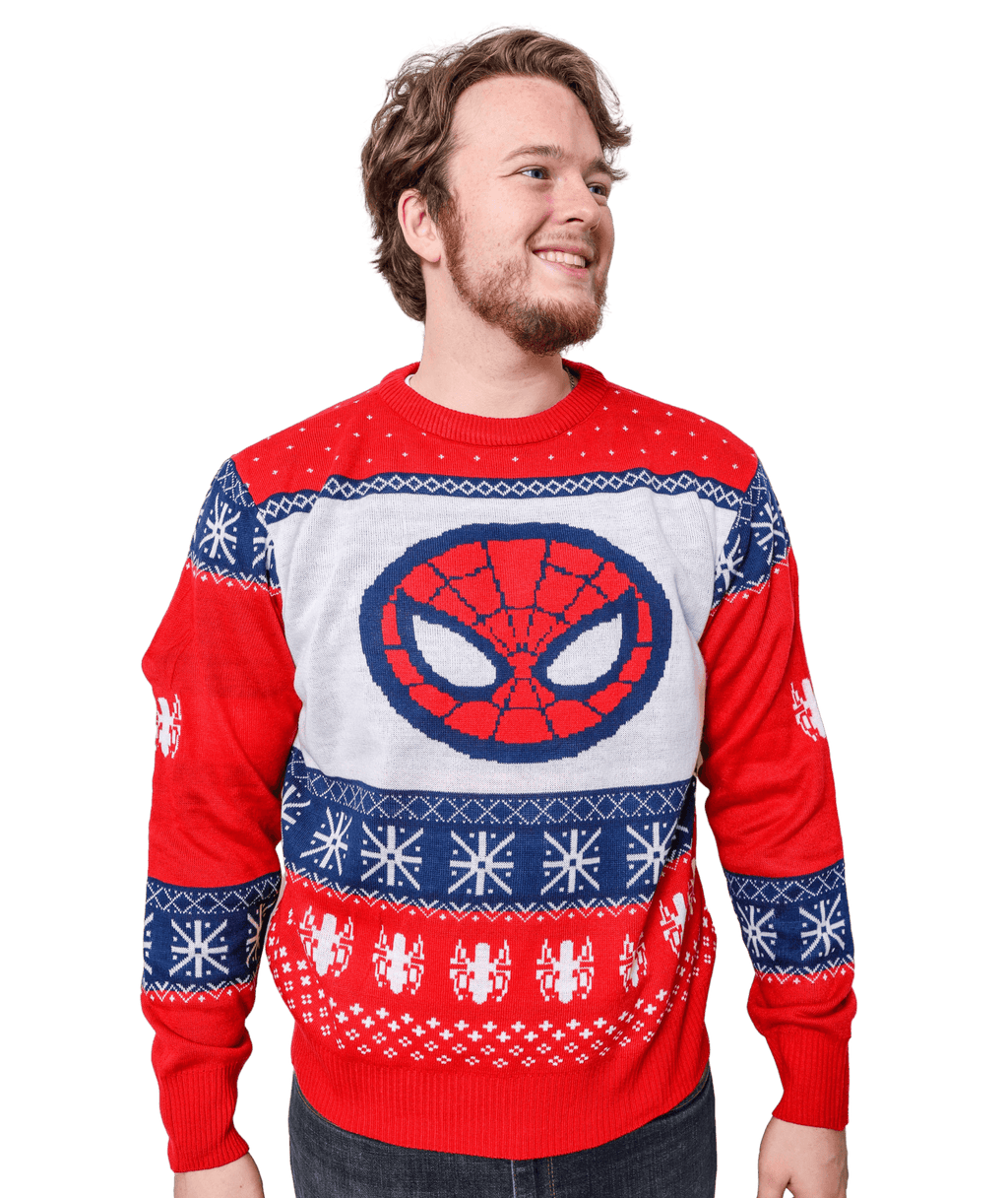 Marvel Spider-Man Symbol Offcially Licesned Adult Holiday Ugly Christmas Sweater - S