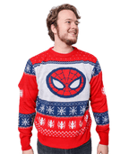 Marvel Spider-Man Symbol Offcially Licesned Adult Holiday Ugly Christmas Sweater - S