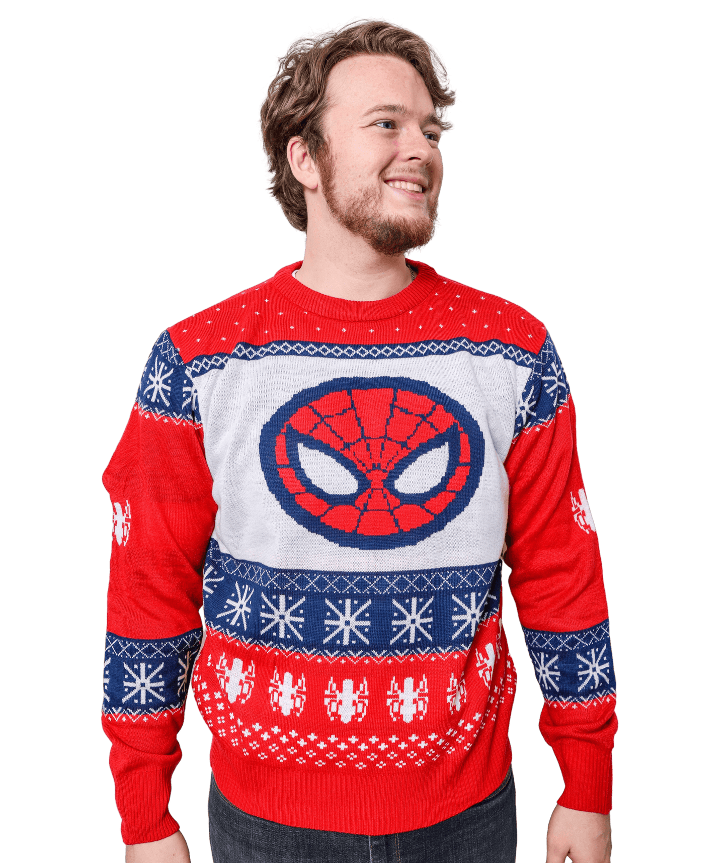 Marvel Spider-Man Symbol Offcially Licesned Adult Holiday Ugly Christmas Sweater - S