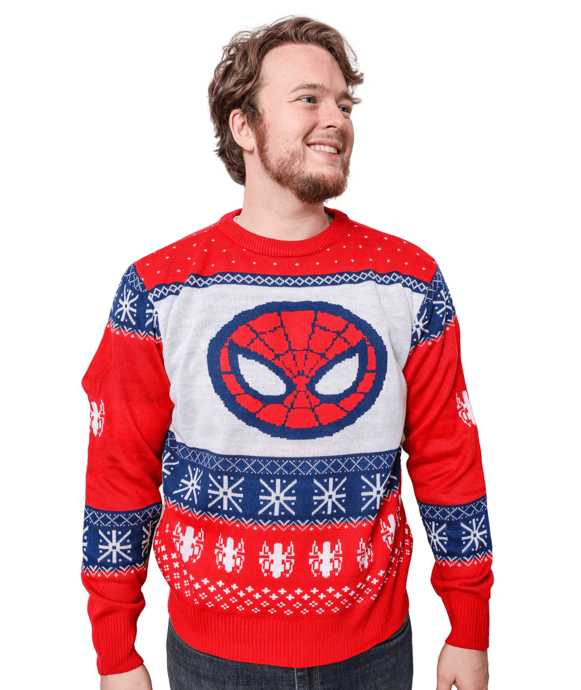 Marvel Spider-Man Symbol Offcially Licesned Adult Holiday Ugly Christmas Sweater - S
