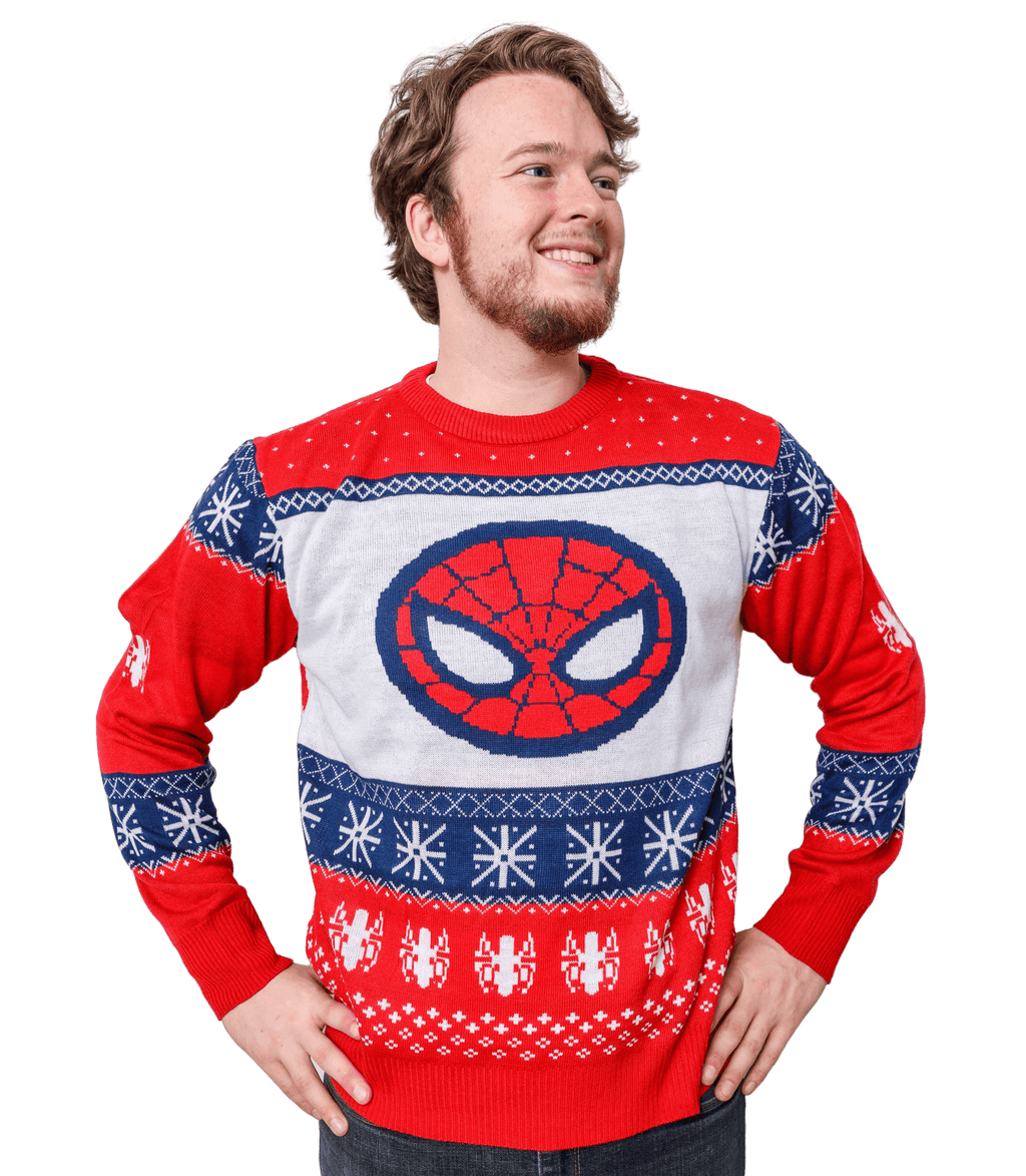 Marvel Spider-Man Symbol Offcially Licesned Adult Holiday Ugly Christmas Sweater - S
