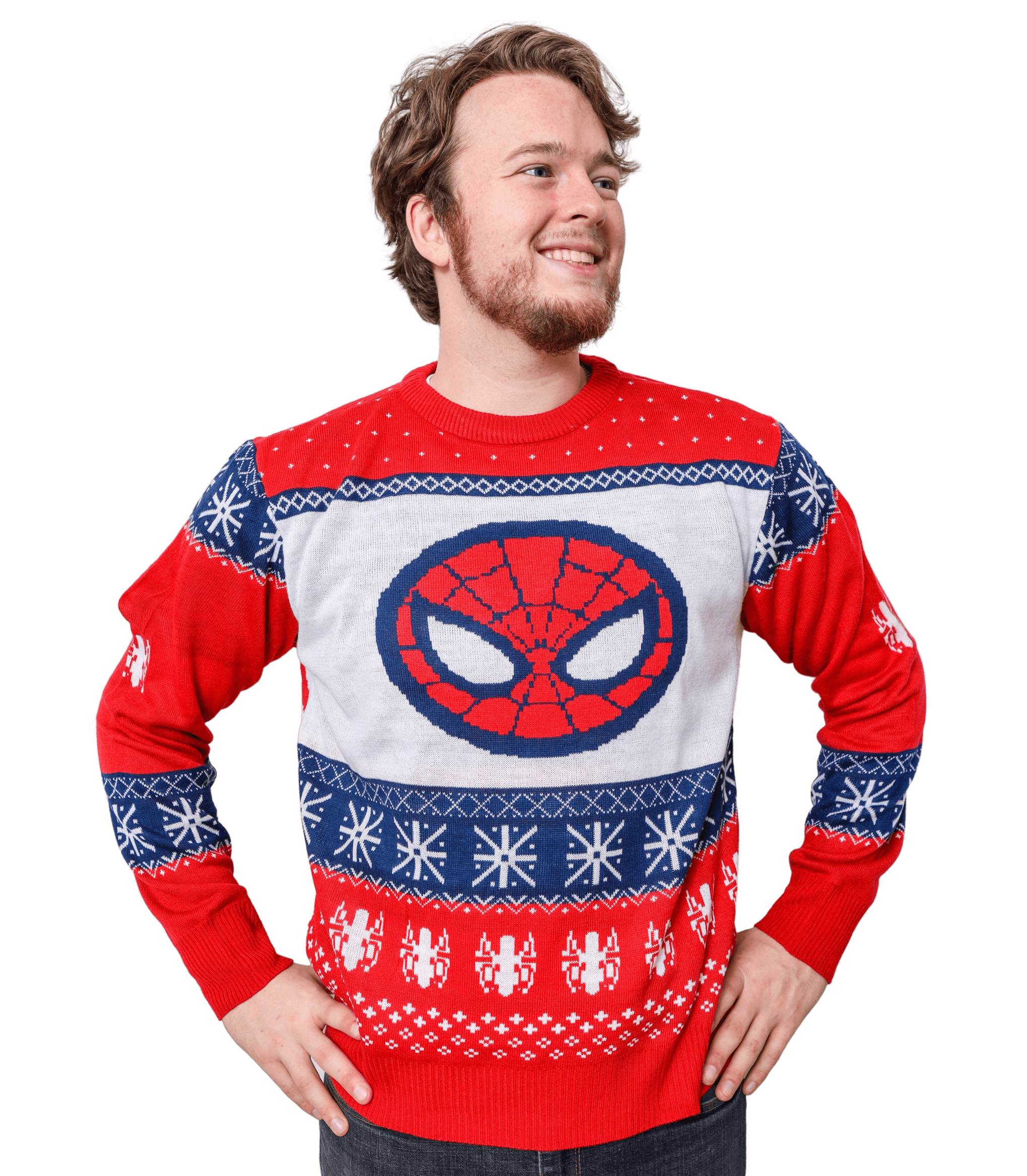 Marvel Spider-Man Symbol Offcially Licesned Adult Holiday Ugly Christmas Sweater - S