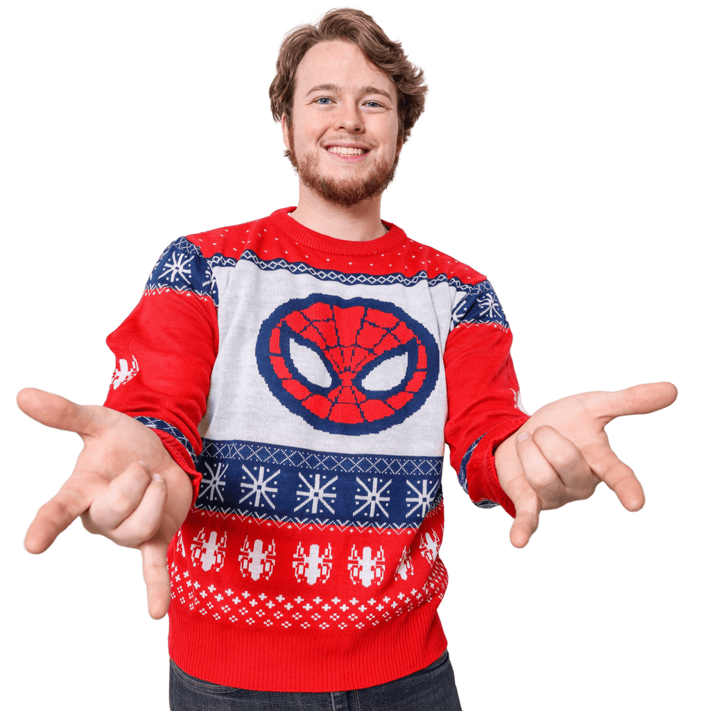 Marvel Spider-Man Symbol Offcially Licesned Adult Holiday Ugly Christmas Sweater - S