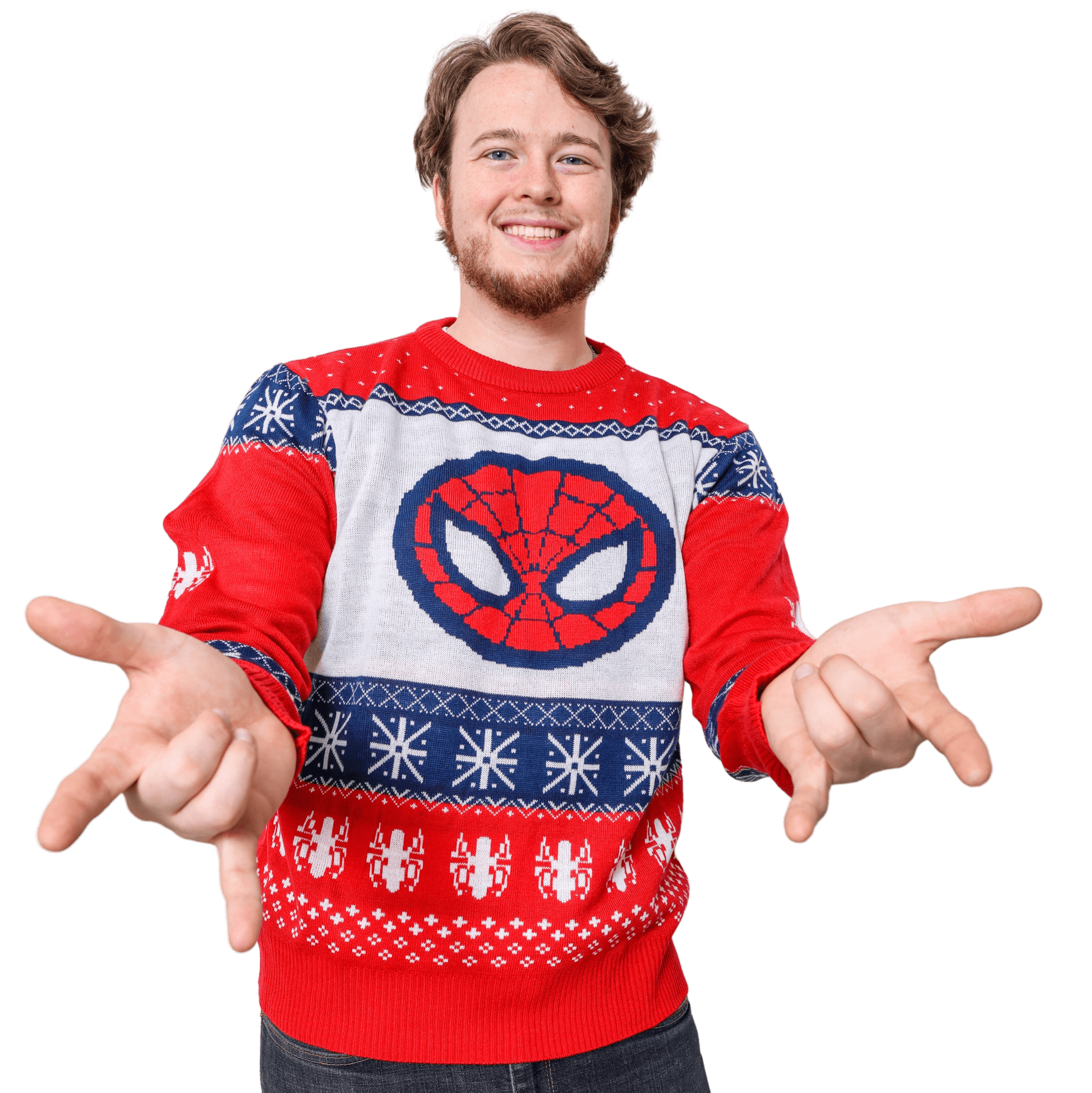 Marvel Spider-Man Symbol Offcially Licesned Adult Holiday Ugly Christmas Sweater - S