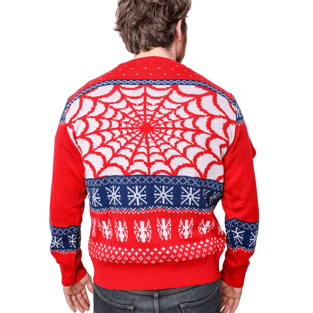 Marvel Spider-Man Symbol Offcially Licesned Adult Holiday Ugly Christmas Sweater - S