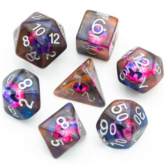 Demon Eye Dragon Eye Dice 7-Dice Set Resin Dungeons and Dragons Dice - 