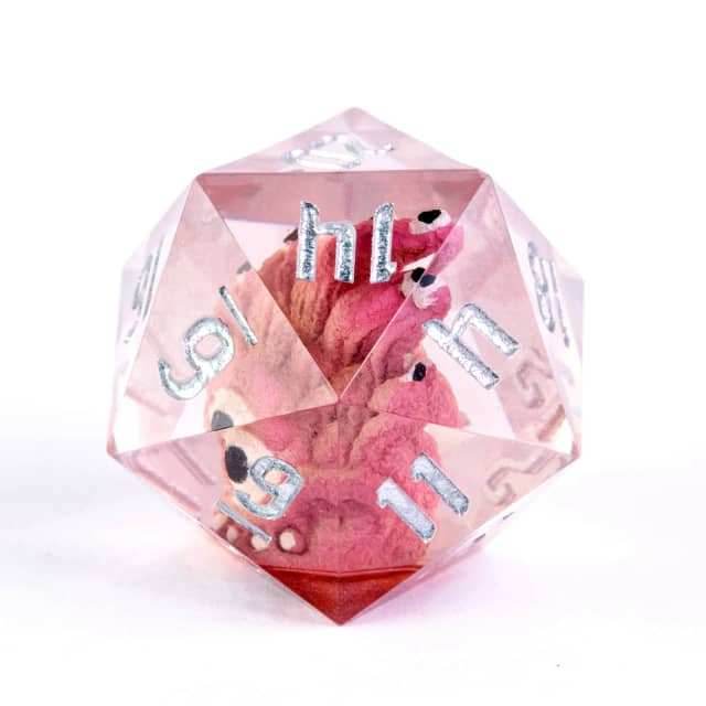 Red Beholder 22mm D20 DND Roll a D20 Dice Handmade Sharp Resin - 