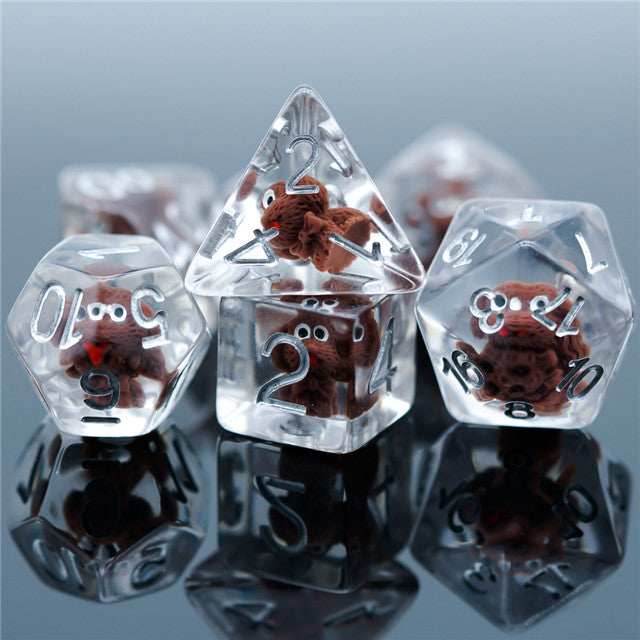 Teddy Dog Dice 7-Dice Set Resin Dungeons and Dragons Dice - 