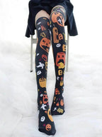 'Pumpkin Market' Limited Halloween Leg Tights - one sized / Ghost Party