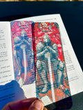 Medieval Knight Bookmark – Stained Glass Style Warrior Kneeling with Sword | Bookmark For Men