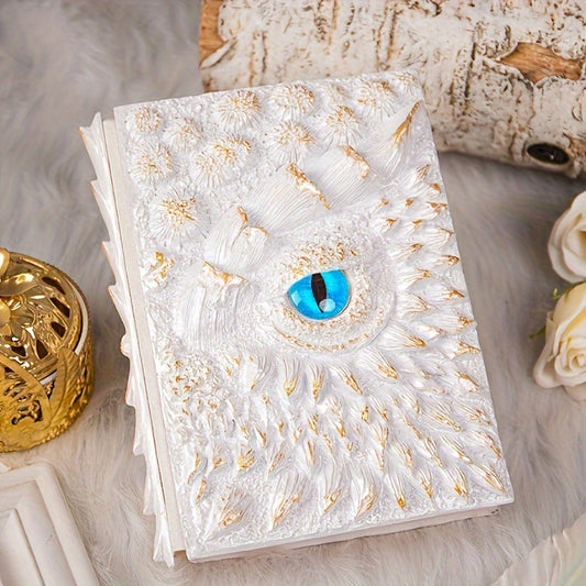 3D Dragon Eye Embossed Dragon Journal Writing Notebook for Man/Woman Handmade Travel Journal Dnd notebook for gragon lovers Resin Engraving Notebook Blank Paper 120sheets 240pages 1050g