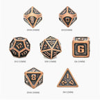 Copper Mini Metal Dice Ancient Effect | (10mm to 15mm) 7-Dice Udixi RPG - 