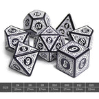 White Magic Flame 7-Dice Set DND RPG Dice Black w/Color Fill - 