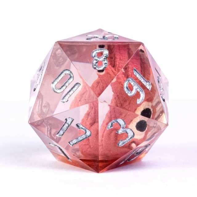 Red Beholder 22mm D20 DND Roll a D20 Dice Handmade Sharp Resin - 