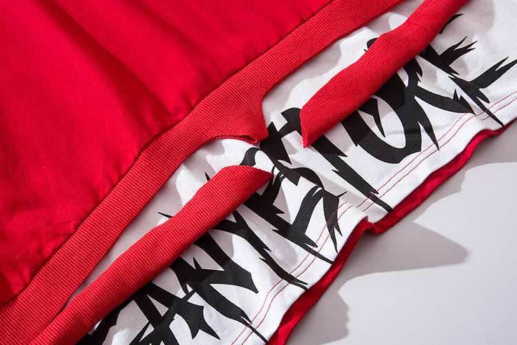 Red Solo Movement Short Sleeves Hoodie - Red / S