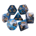 Blue Warrior 7-Dice Dnd Dice Blue | White w/Gold Numbers Set - 