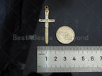 Gold Filled CZ Micro Pave Cross Sword Shape Pendan,18K Gold Filled Cross Charm, Necklace Bracelet Charm Pendant,18x43mm,Sku#Y460