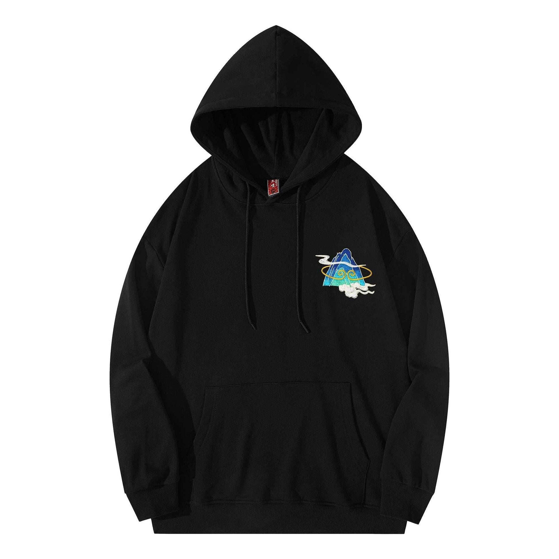 Monkey King Embroidery Hoodie - Black / S
