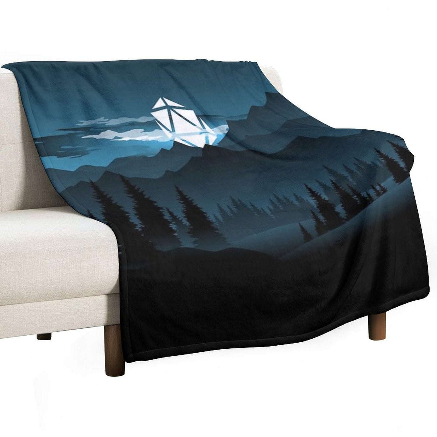 Mountain Full Moon D20 Dice Tabletop RPG Maps And Landscapes Throw Blanket
