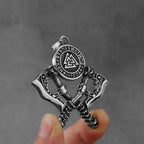 Men's Stainless Steel Axe Pendant Necklace - Double Axe Design