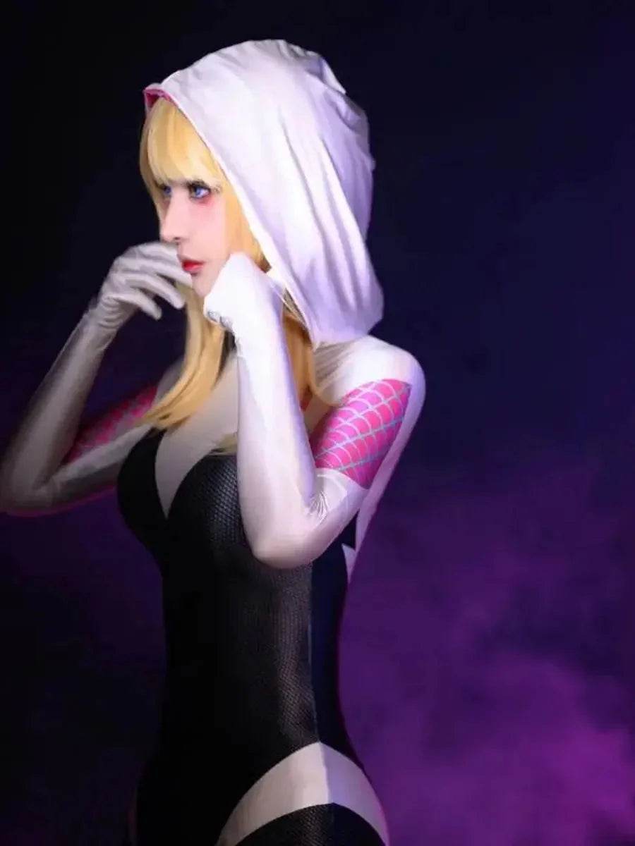 'Ghost City' Gwen Cosplay Sexy Tights Bodysuit - S / grey