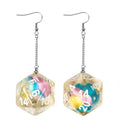 Dice Earrings: D20 Dice w/Colorful Inclusion Nerdy RPG Jewelry - 