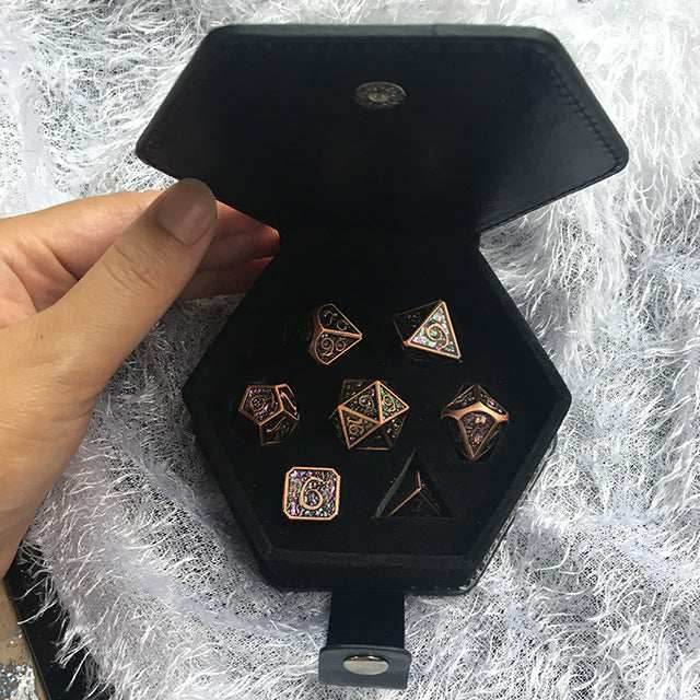 Leather & Flannel Box for DnD Dice Mtg Tabletop Gaming - 