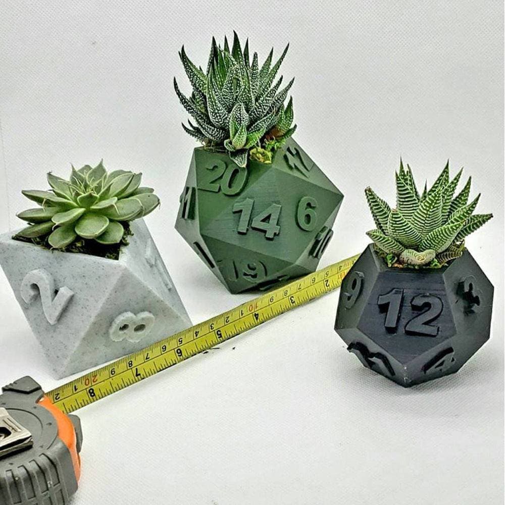 Dice - 3D Printed Plant Pot Table Top RPG Dice Succulent Planter Set Home Decoration Multifunction Garden Flower Pot