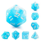Sky Blue Swirl with White Numbering 7-Dice Set RPG - 