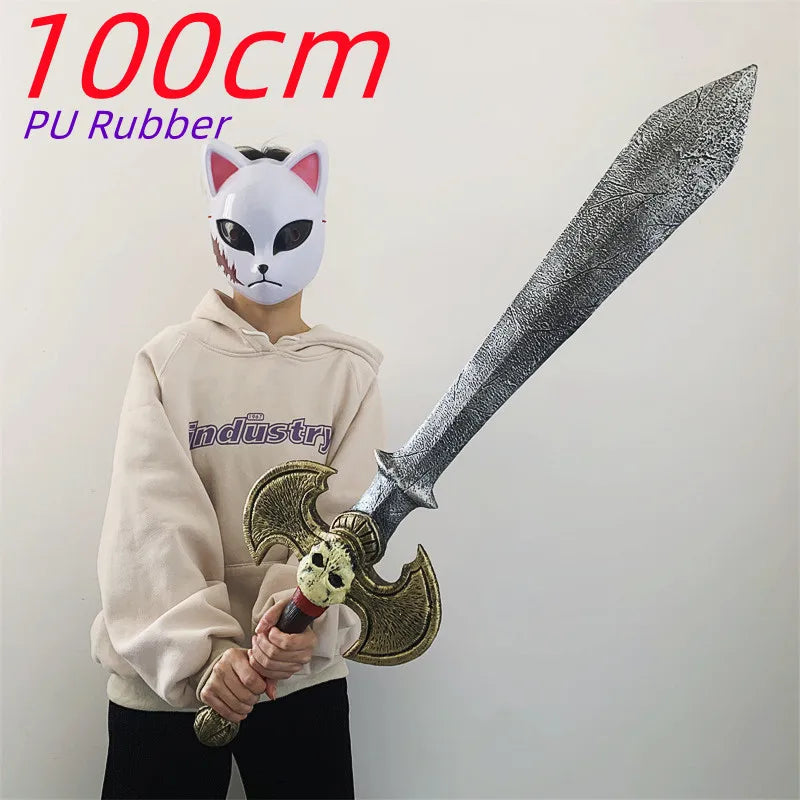 1:1 Battle Beast King Sword Cosplay Chaos Blade War Warrior Weapons Sacrifice Role Prop Skull Knife Carnival Safety PU Model Toy