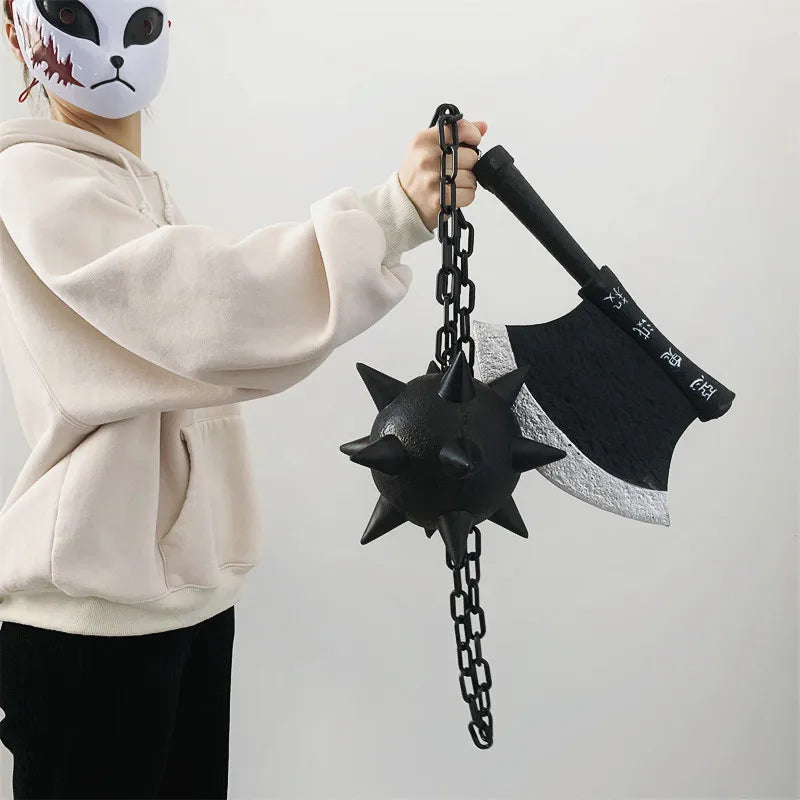 1:1 Himejima Gyomei Swords Meteor Hammer Demon Slayer Sword Broad Axe Knife Cosplay Weapon Props Props Safety PU Tanjirou Swords