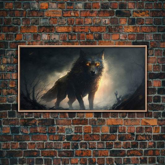 The Great Wolf Fenrir, Framed Canvas Print, Norse Mythology, Fantasy Art