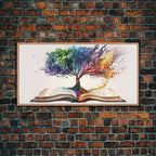 Tree of Knowledge, Framed Wall Art, Canvas Print, Watercolor, Huge Wall Art, Gift, Living Room Art, Fantasy Decor