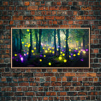 Magical forest with fairies canvas print, fantasy art, cool wall art, dorm art, ready to hang wall art