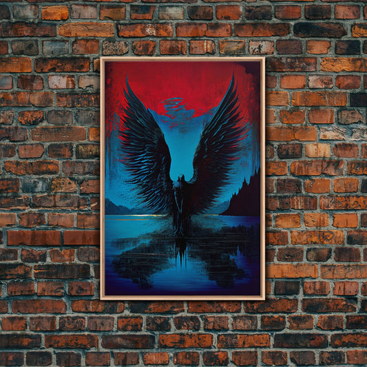 Ethereal Gothic Angel Dreamy Night Sky Celestial Fantasy Wall Art Canvas Print - Colorful Artwork for Home Decor