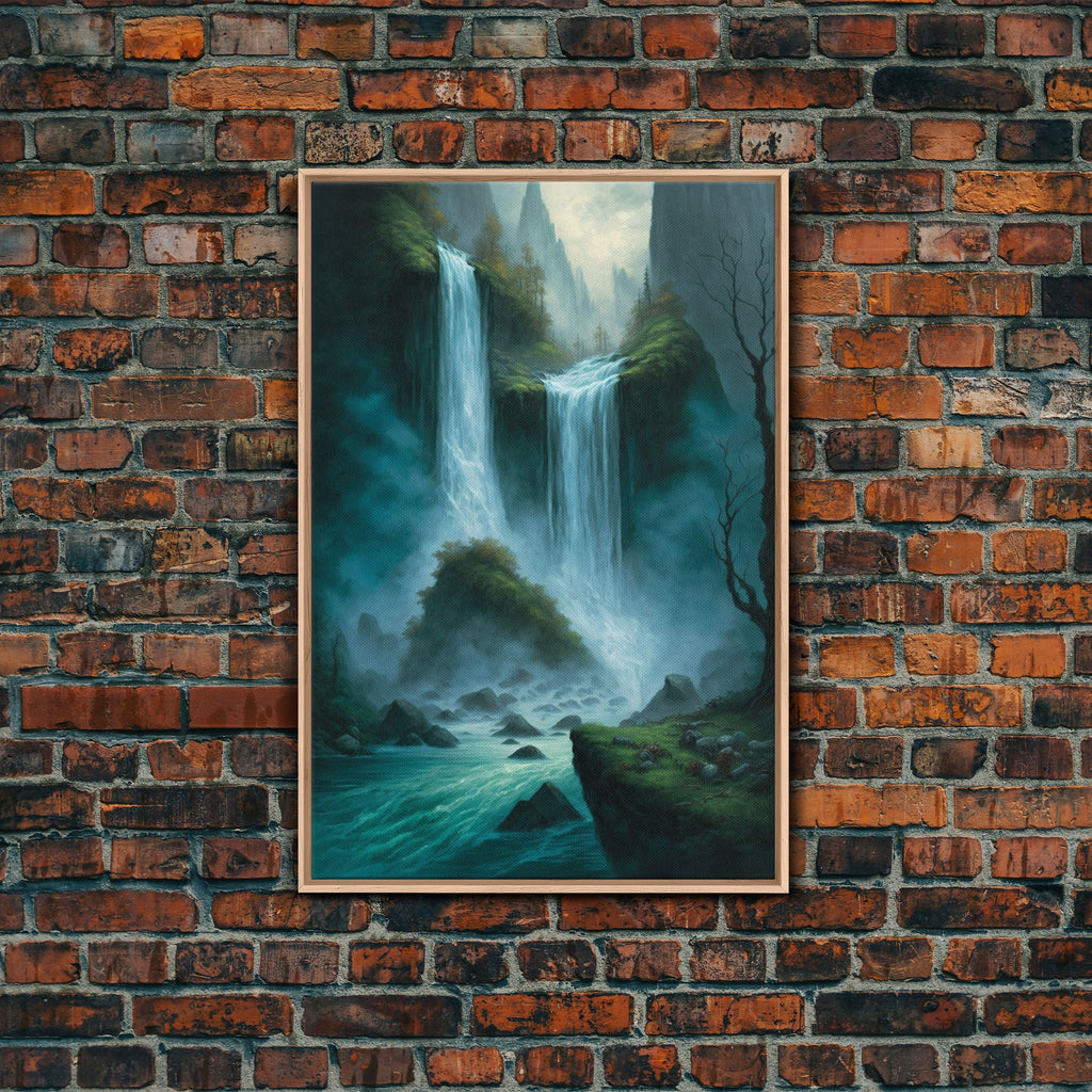 Fantasy Waterfall Oil Painting Canvas Print, Framed Canvas Art, Living Room Wall Decoration