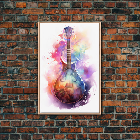Lute Art, Stringed Instrument Print, Framed Canvas Art, Fantasy Decor, Art / Gift For The Bard Player