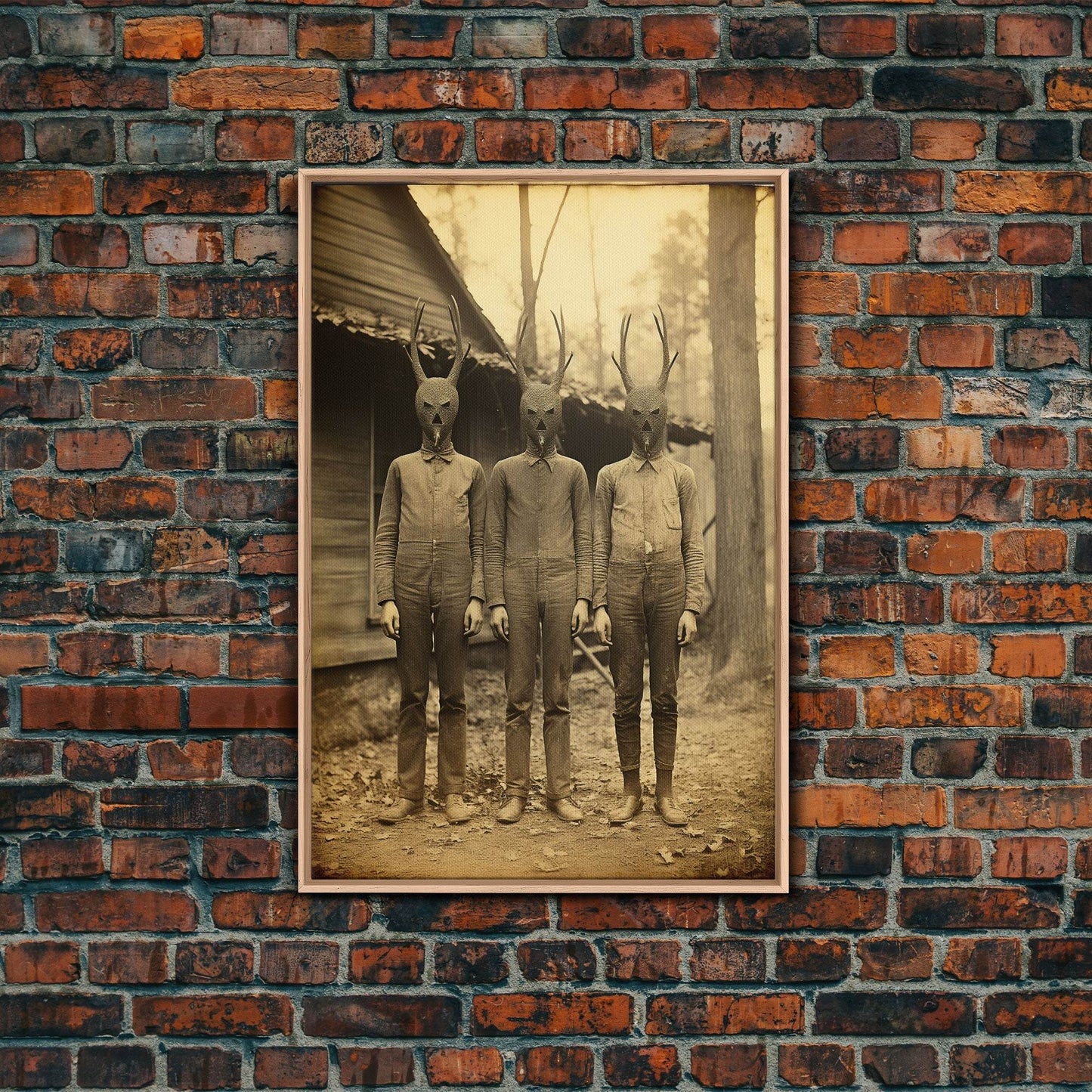 Creepy Wall Art, Dark Fantasy Art, Dark Wall Art, Spooky Art, Gothic Wall Art, Canvas Print, Wall Art, Vertical Print, Horror Decor - 8x12 Inches / Light Oak Frame