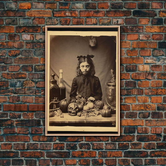 Spooky Room Decor, Gothic Wall Decor, Horror Art, Dark Fantasy, Occult Art, Canvas Print, Wall Art, Vertical Print, Home Decor, Wall Decor - 8x12 Inches / Light Oak Frame